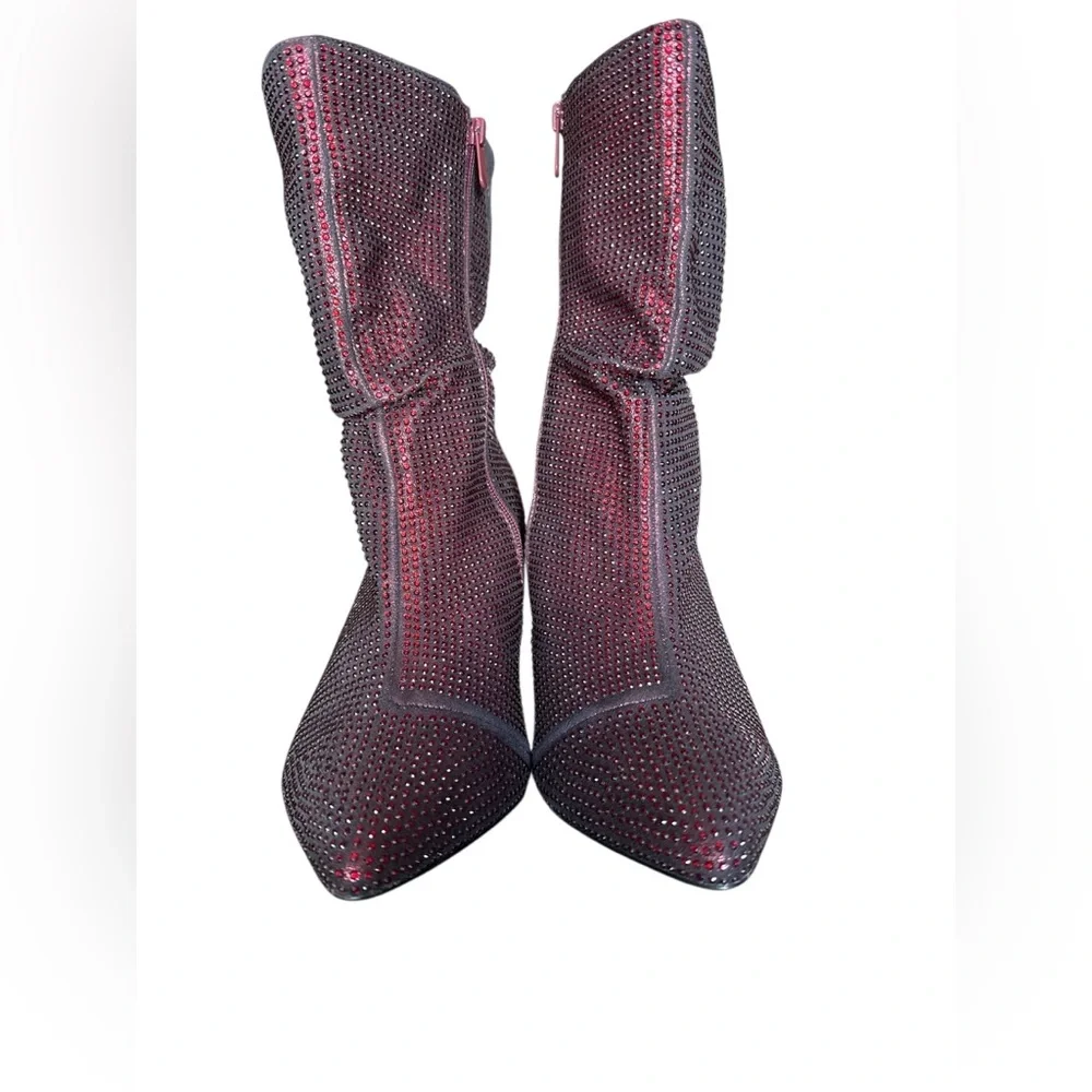 NWT Torrid Red Rhinestone Slouch Boots Size 10W Wide Pointed Toe Kitten Heel - Picture 4 of 11
